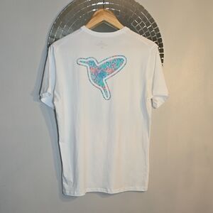 Birddogs Cotton Soft Shortsleeve White T-Shirt with Logo Paisley Bird NWOT